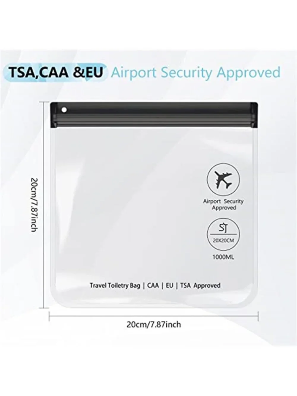 Clear Travel Toiletry Bag TSA Approved Airport Security Leakproof Cosmetic Bag